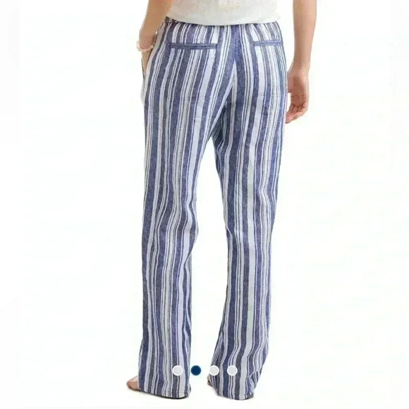 Vineyard Vines Blue and White All Linen Sailing Stripe Pull-On Pants Size XS - Picture 2 of 14